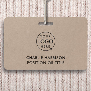 Rustic Kraft Logo Employee ID Minimalist Staff Badge