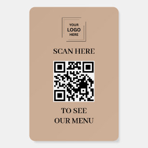 Rustic Kraft Logo QR Code Menu Contactless Foam Board