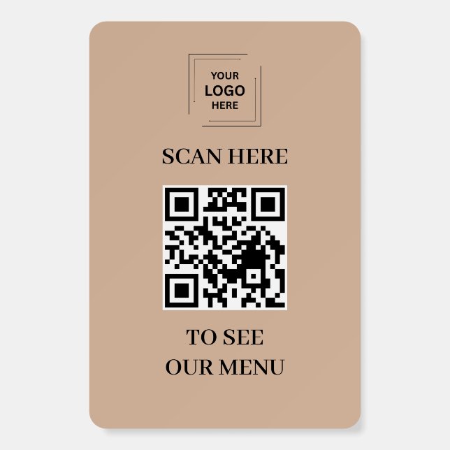 Rustic Kraft Logo QR Code Menu Contactless Foam Board (Front)