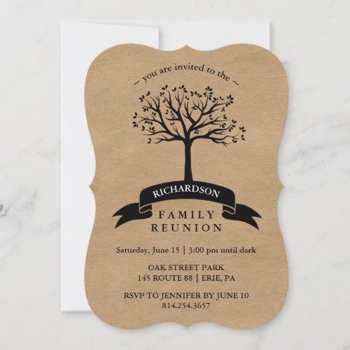 Rustic Kraft Look Family Reunion with Tree Invitation