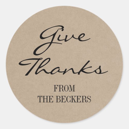 Rustic Kraft Look Give Thanks Thanksgiving Sticker