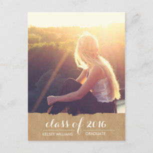 Rustic Kraft Look Photo Graduation Celebration Invitation Postcard