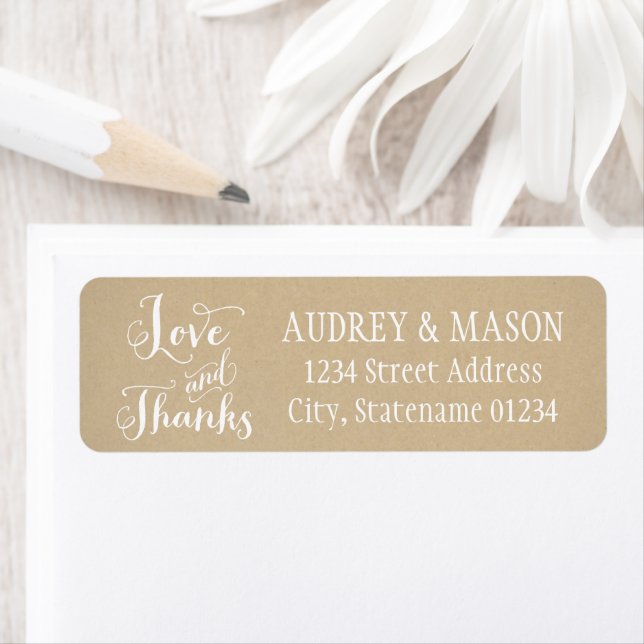 Rustic Kraft Love and Thanks Wedding Address Label (Insitu)