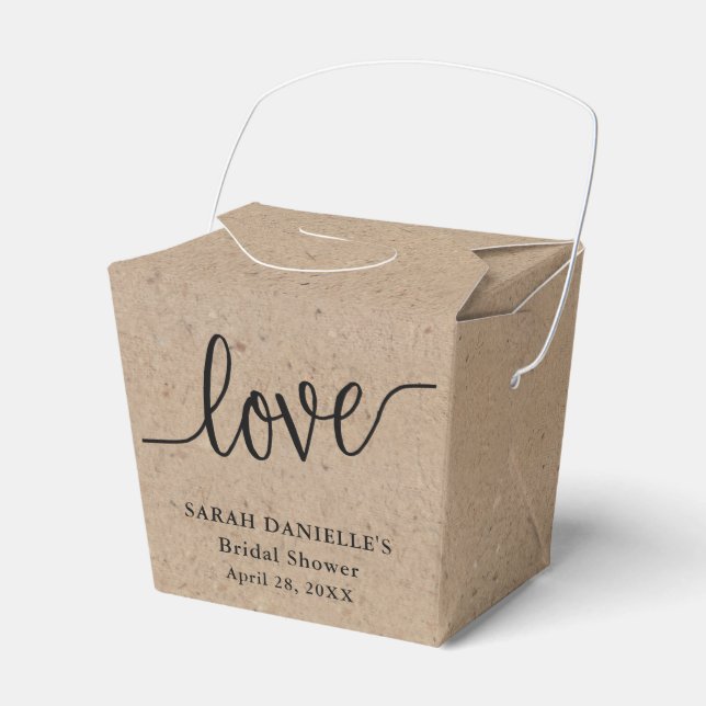 Rustic Kraft Love Custom Take Out Favor Boxes (Front Side)