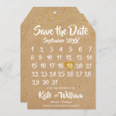 Rustic Kraft Love Heart Calendar Save the Date (Front/Back)