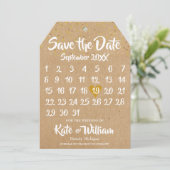 Rustic Kraft Love Heart Calendar Save the Date (Standing Front)