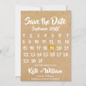 Rustic Kraft Love Heart Calendar Save the Date Magnetic Invitation (Front)
