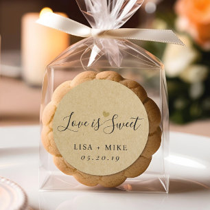 Rustic Kraft Love is Sweet Wedding Favor Classic Round Sticker