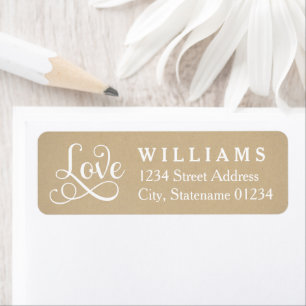 Rustic Kraft Love Script Wedding Address Label