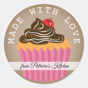 Rustic Kraft Made With love From The Kitchen Of Classic Round Sticker