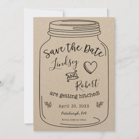 Rustic Kraft Mason Jar Save The Date Invitation