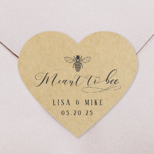 Rustic Kraft Meant to Bee Honey Wedding Favor Heart Sticker