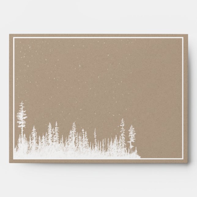 Rustic Kraft Merry Christmas White Woodland Envelope (Front)