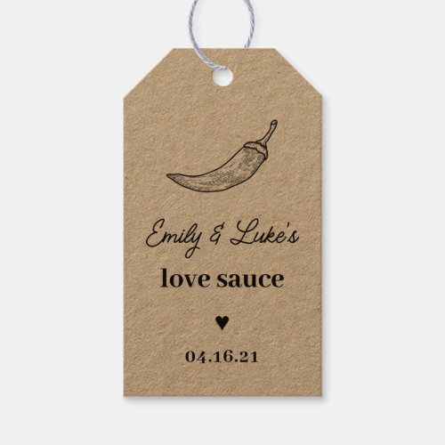 Rustic Kraft Minimalist Custom Wedding Hot Sauce Gift Tags