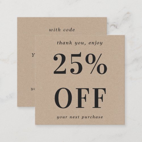 Rustic Kraft Modern Bold Typography Small Business Discount Card