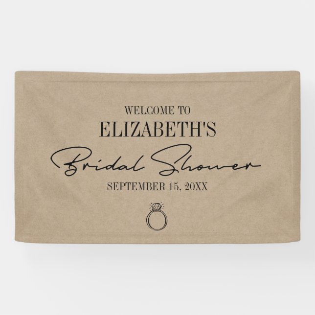 Rustic Kraft Modern Script Bridal Shower Welcome Banner (Horizontal)