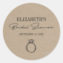 Rustic Kraft Modern Script Bridal Shower With Ring