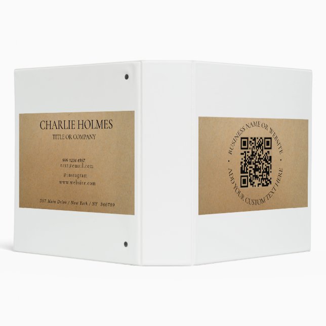 Rustic Kraft Modern Stylish Professional  3 Ring Binder (Background)