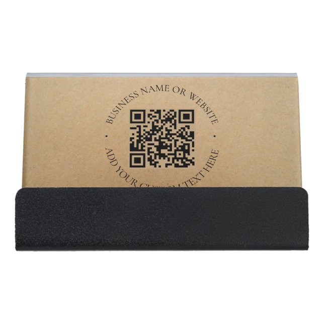 Rustic Kraft Modern Stylish Professional  Desk Business Card Holder (Front)