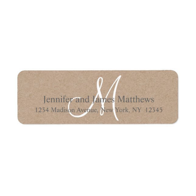 Rustic Kraft Monogram for Weddings Label (Front)