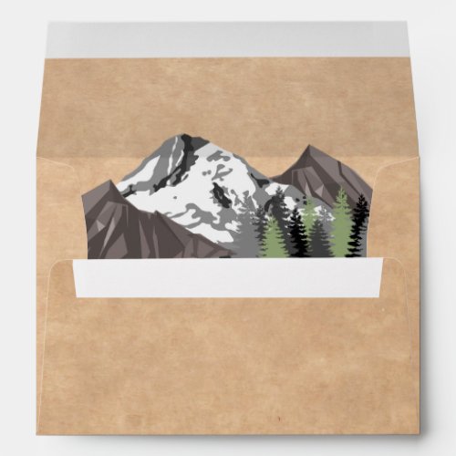Rustic Kraft Mountain Forest Wedding Envelope