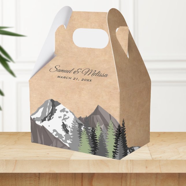 Rustic Kraft Mountain Forest Wedding Favor Boxes (Creator Uploaded)