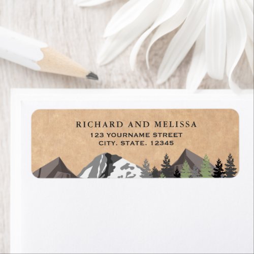 Rustic Kraft Mountain Forest Wedding Label