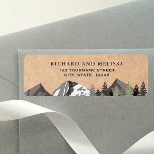Rustic Kraft Mountain Forest Wedding Label