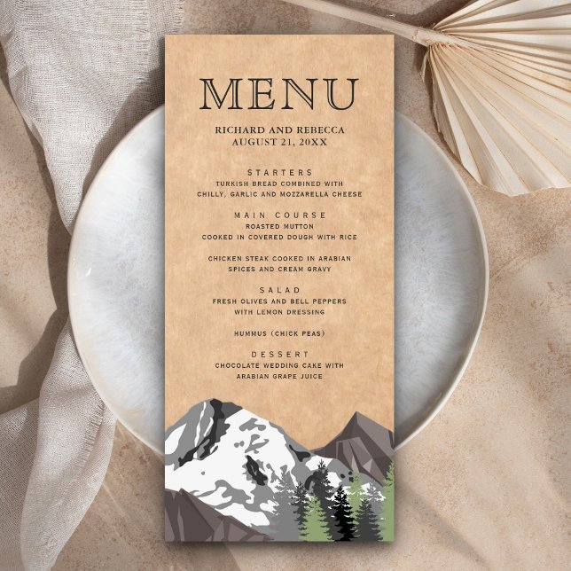 Rustic Kraft Mountain Forest Wedding Menu (Creator Uploaded)