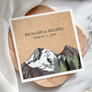 Rustic Kraft Mountain Forest Wedding Napkins