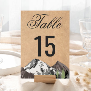 Rustic Kraft Mountain Forest Wedding Table Number