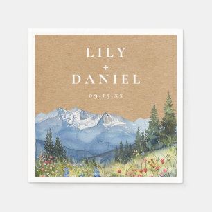 Rustic Kraft Mountain Wildflower Wedding Napkins