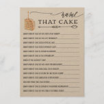 Rustic Kraft Name That Cake Bridal Shower Game Enclosure Card at Zazzle