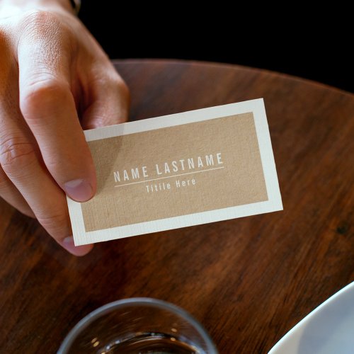 Rustic Kraft Natural Simple Basic White Frame Business Card