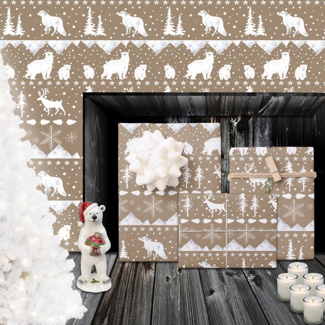 Rustic Kraft Nordic Sweater White Winter Animals Wrapping Paper Sheets (Rustic Kraft Nordic Sweater White Winter Animals Wrapping Paper Sheets)