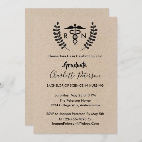 Rustic Kraft Nursing School Graduation Party  Invitation