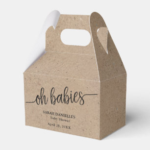 Rustic Kraft Oh Babies Custom Small Candy Favor Boxes