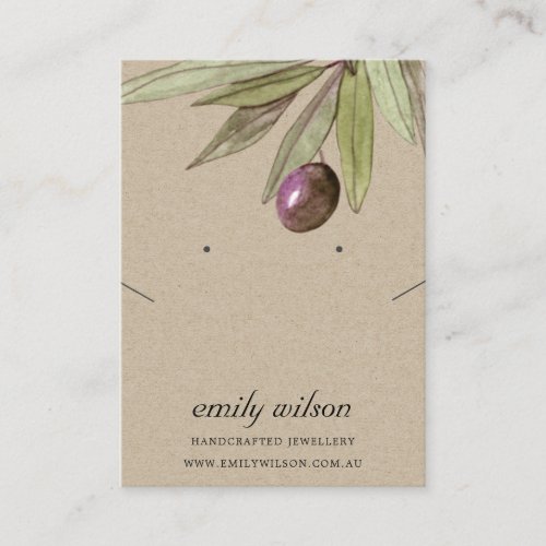 RUSTIC KRAFT OLIVE FAUNA EARRING NECKLACE DISPLAY BUSINESS CARD