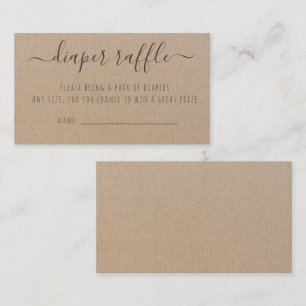 Rustic Kraft Paper Baby Shower Diaper Raffle Enclosure Card