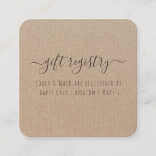 Rustic Kraft Paper Baby Shower Gift Registry Enclosure Card