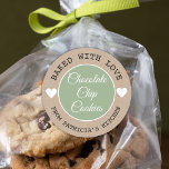 Rustic Kraft Paper Baked With Love  Choco Cookies  Classic Round Sticker<br><div class="desc">Rustic baked with love stickers for your gourmet chocolate chip cookies gifts.</div>