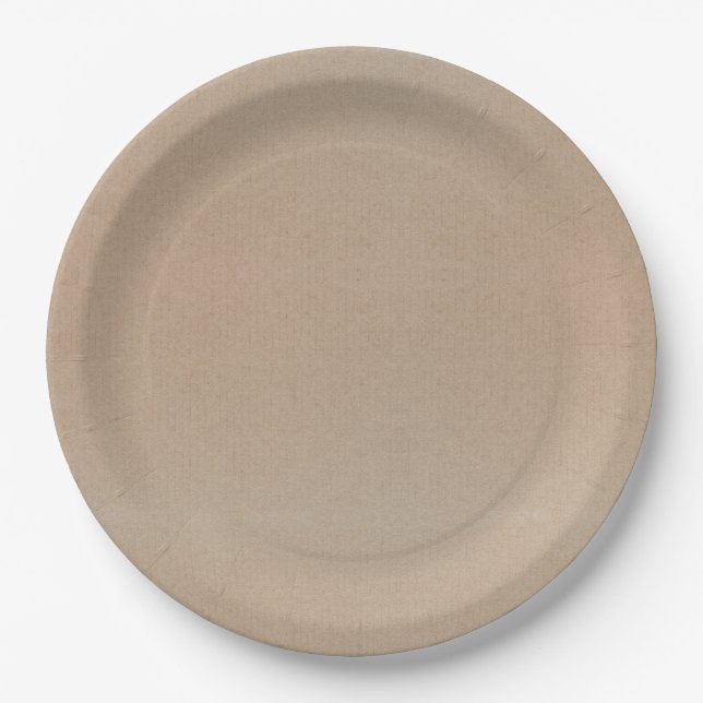 Rustic Kraft Paper Blank Template Custom Paper Plates (Front)