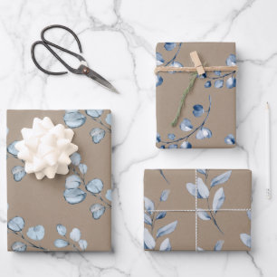 Rustic Kraft Paper Blue Eucalyptus Sprigs