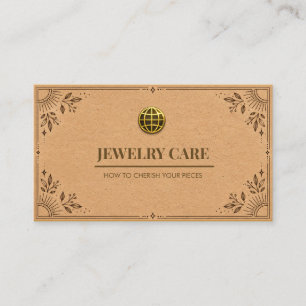 Rustic Kraft Paper Boho Jewelry Care Card