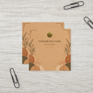 Rustic Kraft Paper Boho Square Necklace Card
