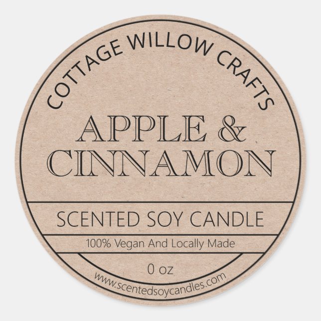 Rustic Kraft Paper Brown Soy Candle Labels (Front)