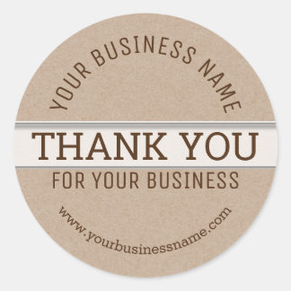 Rustic Kraft Paper Business Thank You Classic Round Sticker
