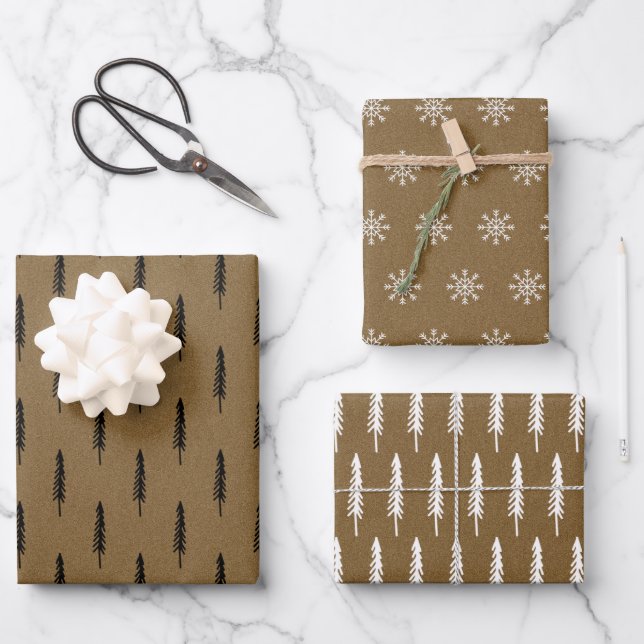 Rustic Kraft Paper Christmas Tree Pattern Gift (Front)