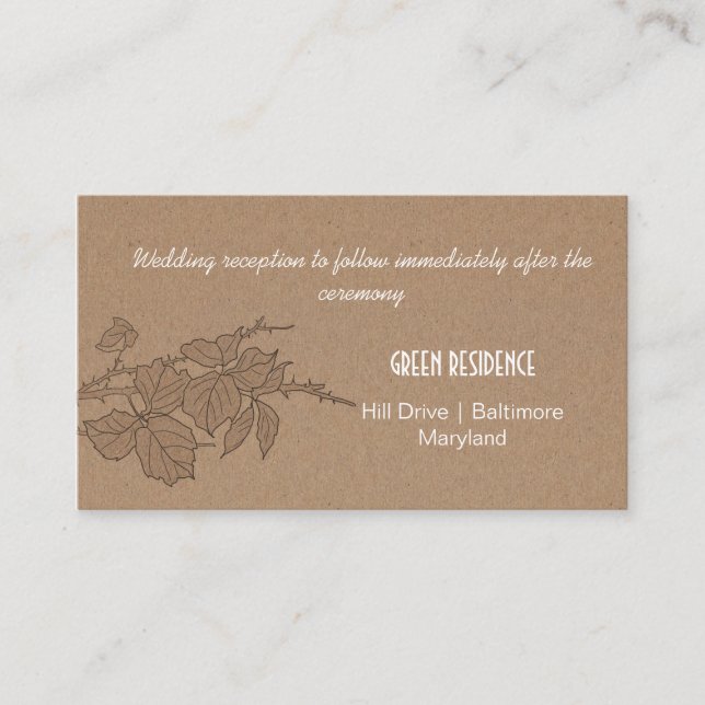 Rustic Kraft Paper Fall Leaves Wedding Insert (Front)