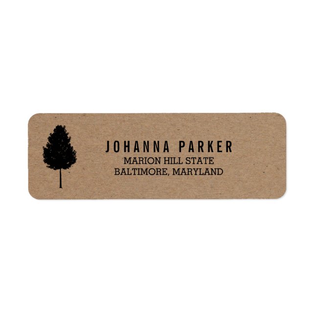 Rustic Kraft Paper Forest Tree Wedding Label (Front)